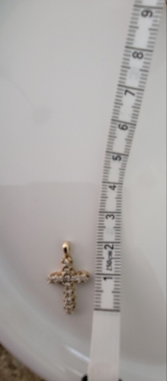 10k Yellow Gold and Diamond Cross Pendant ONLY - Women's Religious Jewelry - Picture 7 of 7